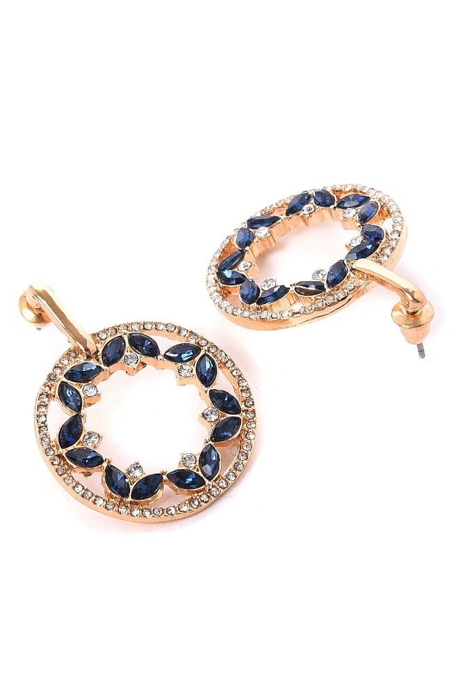Water Drop Blue Crystal Stone Drop Earrings, Size: 6.8*3.4 Cm at Rs  1450/pair in New Delhi